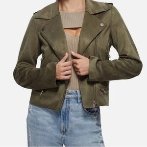 Guess Olive Leather Jacket for Women